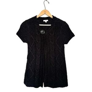 Cache | Black Short Sleeve Cardigan Sweater Size Small